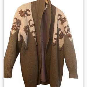 BELLDINI Mohair Wool Open Cardigan Sz M Dusty Brown Patchwork Knitwear